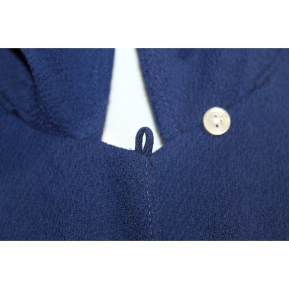 Wilfred Women's Cobalt Blue Cotton Loop Collar Long Sleeve Button Down Shirt S - Picture 7 of 7